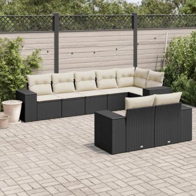 VIDAXL Salon de jardin modulable  resine tressee noir 8 pieces x 83 x 69 8 personnes