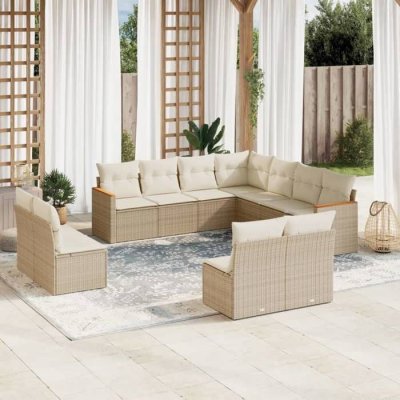 VIDAXL Salon de jardin modulable  rotin 11 personnes 11 pieces