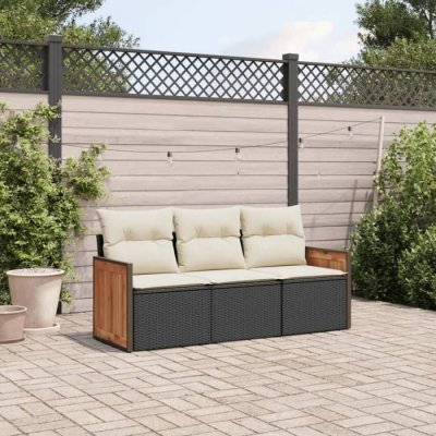VIDAXL Salon de jardin modulable  rotin 3 personnes 3 pieces