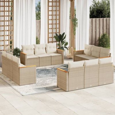 VIDAXL Salon de jardin modulable  rotin beige 12 pieces 12 personnes