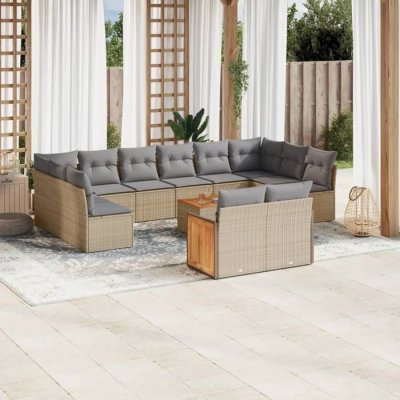 VIDAXL Salon de jardin modulable  rotin beige 13 pieces x 59 x 69 12 personnes 
