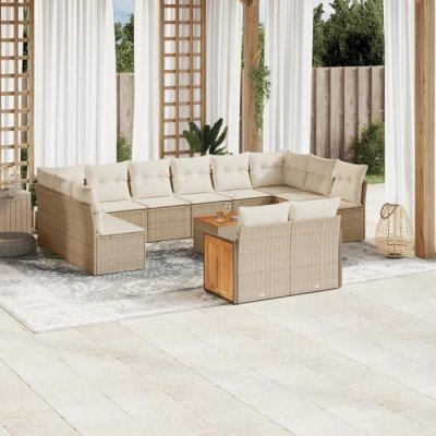 VIDAXL Salon de jardin modulable  rotin beige 3 pieces 12 personnes