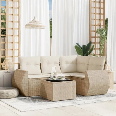 VIDAXL Salon de jardin modulable  rotin beige 5 pieces x 70 x 69 