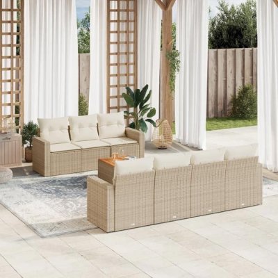 VIDAXL Salon de jardin modulable  rotin beige 8 pieces x 65.5 x 69 