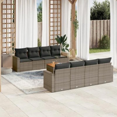 VIDAXL Salon de jardin modulable  rotin gris 9 pieces x 65.5 x 69
