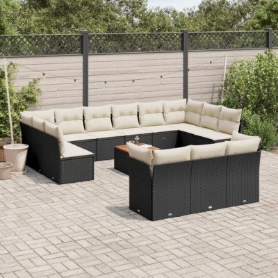 VIDAXL Salon de jardin modulable  rotin noir 14 pieces 62.0 x 62 x 69 