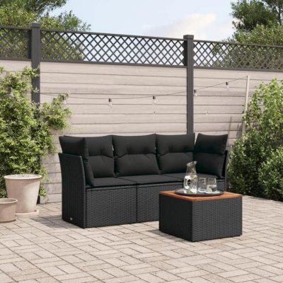 VIDAXL Salon de jardin modulable  rotin noir 4 pieces 3 personnes