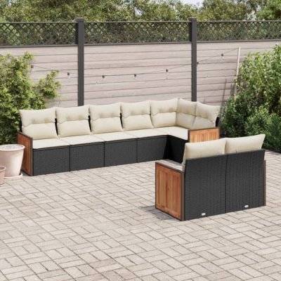 VIDAXL Salon de jardin modulable  rotin noir 8 pieces x 59 x 69 8 personnes