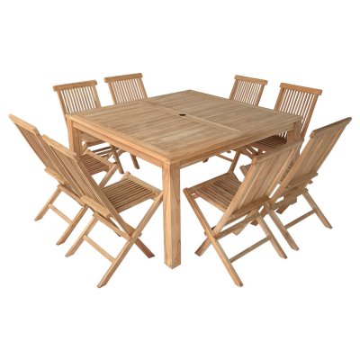 HAPPY GARDEN Salon de jardin table carr&eacute; 8 places en teck