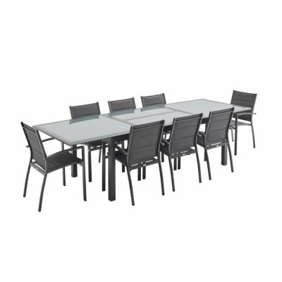 SWEEEK Salon De Jardin Table Extensible - Philadelphie Gris Anthracite - Table En Aluminium 200/300 Cm