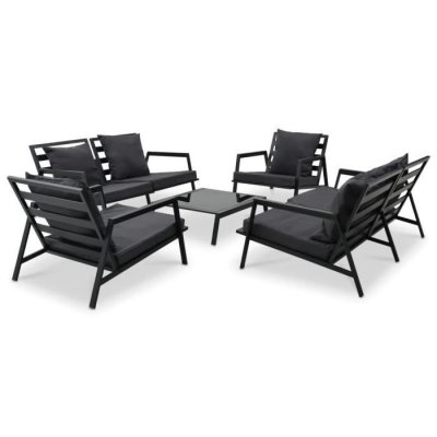 VIDAXL Salon de jardin urbain 6 places avec coussins en aluminium gris fonc&eacute;