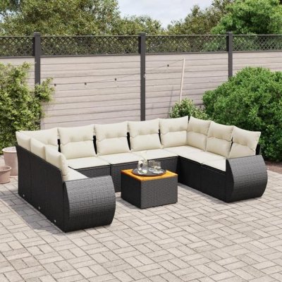 VIDAXL Salon de jardin  - 10 pcs - Noir