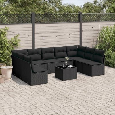 VIDAXL Salon de jardin  10 pi&egrave;ces noir
