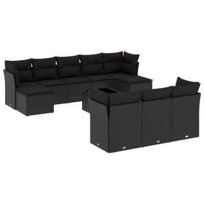 VIDAXL Salon de jardin  11 pcs avec coussins noir tress&eacute;e