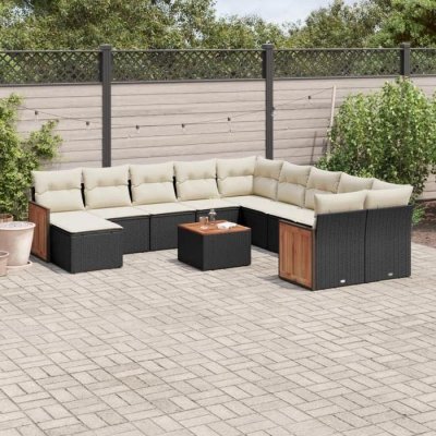 VIDAXL Salon de jardin  12 pcs noir r&eacute;sine tress&eacute;e