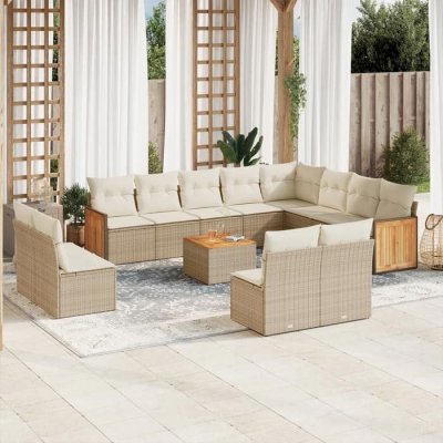 VIDAXL Salon de jardin  13 pcs beige r&eacute;sine tress&eacute;e
