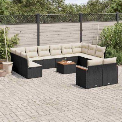 VIDAXL Salon de jardin  13 pcs - R&eacute;sine tress&eacute;e noire