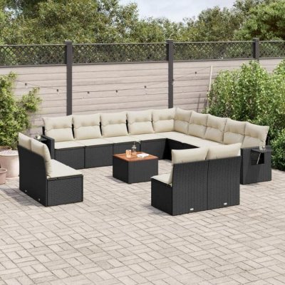 VIDAXL Salon de jardin  14 pi&egrave;ces avec coussins - Noir