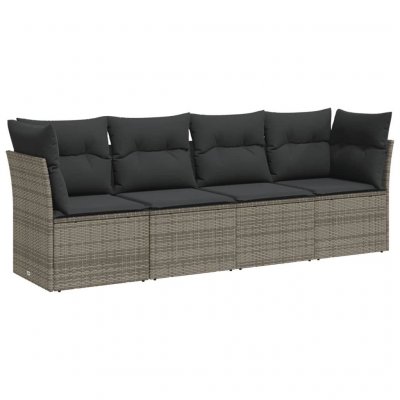 VIDAXL Salon de jardin  4 pcs avec coussins gris r&eacute;sine tress&eacute;e