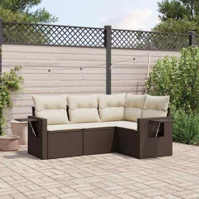 VIDAXL Salon de jardin  4 pcs marron r&eacute;sine tress&eacute;e