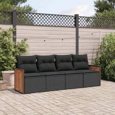 VIDAXL Salon de jardin  4 pcs noir r&eacute;sine tress&eacute;e