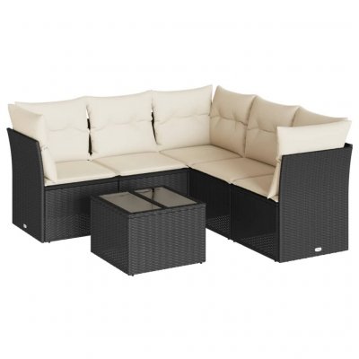 VIDAXL Salon de jardin  6 pcs avec coussins noir r&eacute;sine tress&eacute;e