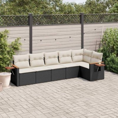 VIDAXL Salon de jardin  - 6 pcs - Coussins noirs