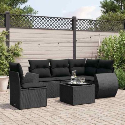 VIDAXL Salon de jardin  - 6 pcs noir r&eacute;sine tress&eacute;e