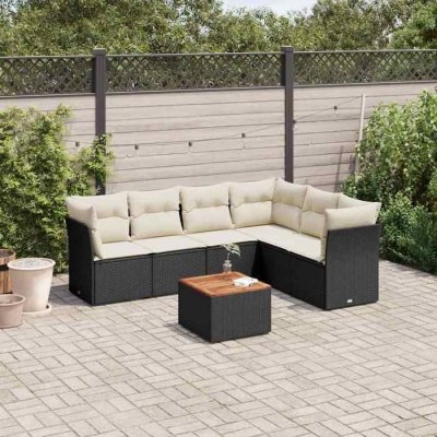 VIDAXL Salon de jardin  7 pcs - R&eacute;sine tress&eacute;e noir