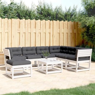 VIDAXL Salon de jardin  7 pi&egrave;ces - Blanc