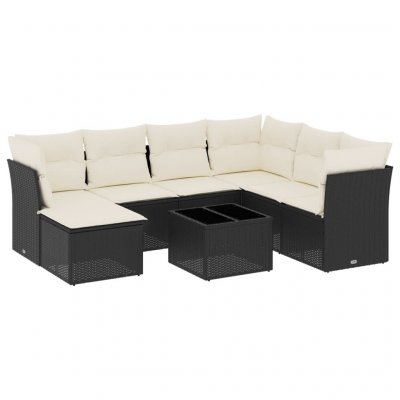 VIDAXL Salon de jardin  8 pcs avec coussins noir et biege tress&eacute;e