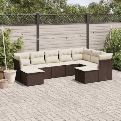 Salon de jardin vidaXL 9 pcs - Marron