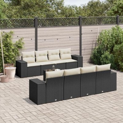 Salon de jardin vidaXL - 9 pcs - Noir