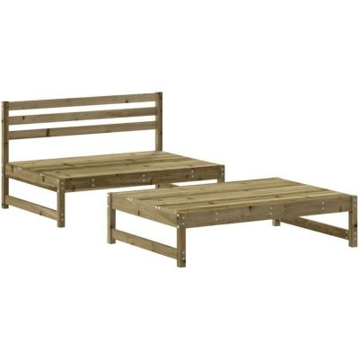 VIDAXL Salon de jardin  bois bois 2 pieces 2 personnes