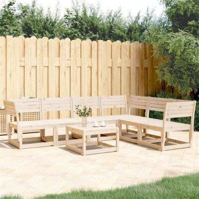 VIDAXL Salon de jardin  bois massif bois 6 pieces 6 personnes