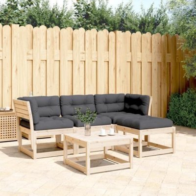 VIDAXL Salon de jardin  bois massif gris 4 pieces 3 personnes