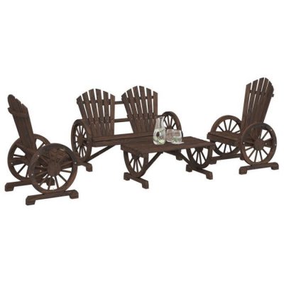 VIDAXL Salon de jardin  bois massif vert 4 pieces
