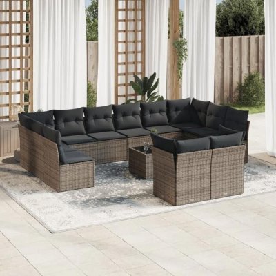VIDAXL Salon de jardin  - Gris r&eacute;sine tress&eacute;e