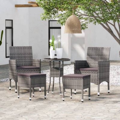 VIDAXL Salon de jardin  resine tressee gris 5 pieces 4 personnes