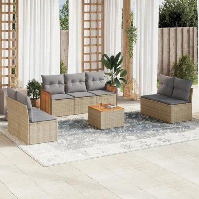 VIDAXL Salon de jardin  rotin beige 8 pieces x 59 x 69 7 personnes