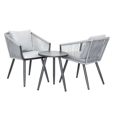 Salon d&eacute;tente en corde tress&eacute;e - Gris - 59 x 64 x 79 cm