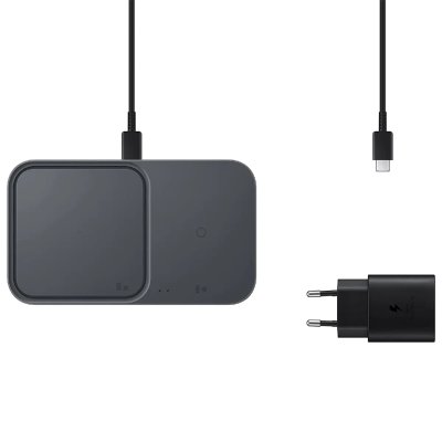 SAMSUNG  Wireless Charger Duo avec Adaptateur EP-P5400T, Dark Gray