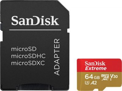 SANDISK  Extreme Action Cam microSDXC UHS-I U3 64 Go + Adaptateur SD