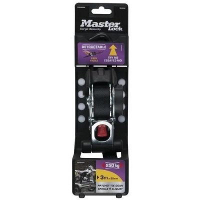 MASTER LOCK Sangle r&eacute;tractable avec crochets - 3 m x 25 mm - 
