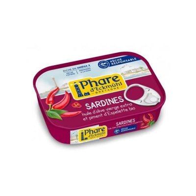 PHARE D ECKMUHL Sardines au piment d&rsquo;espelette bio 135gr msc(ipip-cib