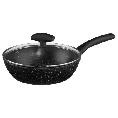 PARIS PRIX Sauteuse + couvercle rev&ecirc;tement pierre 24cm OB-JM111010 - Saut+couve alu forge revt pierre 24cm