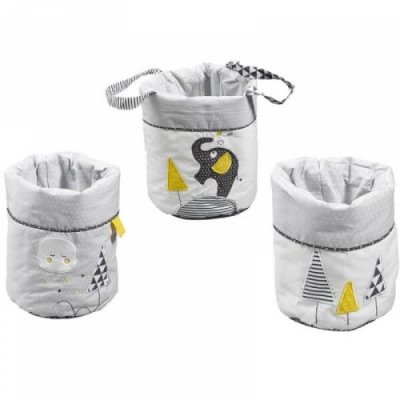 SAUTHON  BABY DECO - Lot de 3 corbeilles gigogne tissu babyfan