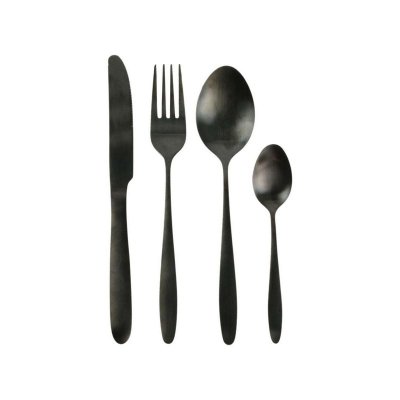 SAVEUR ET DEGUSTATION  - M&eacute;nag&egrave;re inox 16 pi&egrave;ces Table chic effet noir