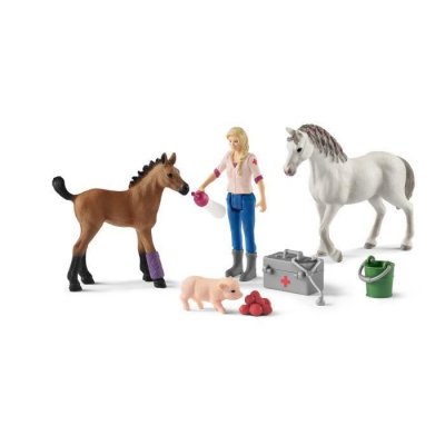 SCHLEICH  - Visite du v&eacute;t&eacute;rinaire pour la jument et le poulain - 42486