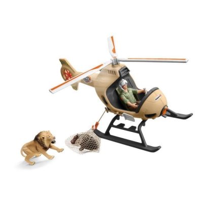 SCHLEICH  WILD LIFE H&eacute;licopt&egrave;re pour sauvetage d''animaux, Figurine
